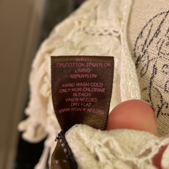 Trulli Ivory white sheer lace floral dress shortsleeve size XS - Picture 8 of 8